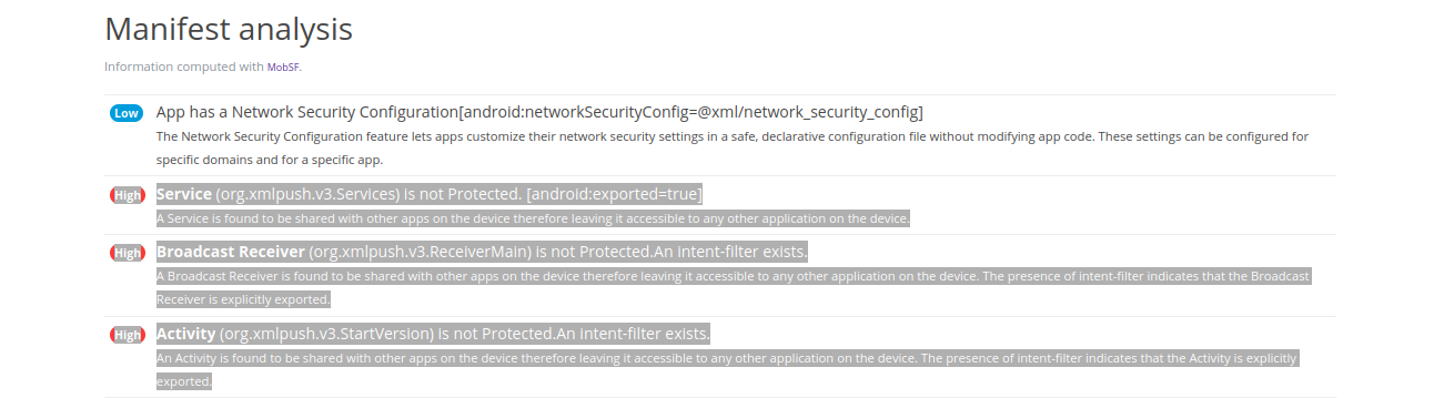 APK Manifest analysis